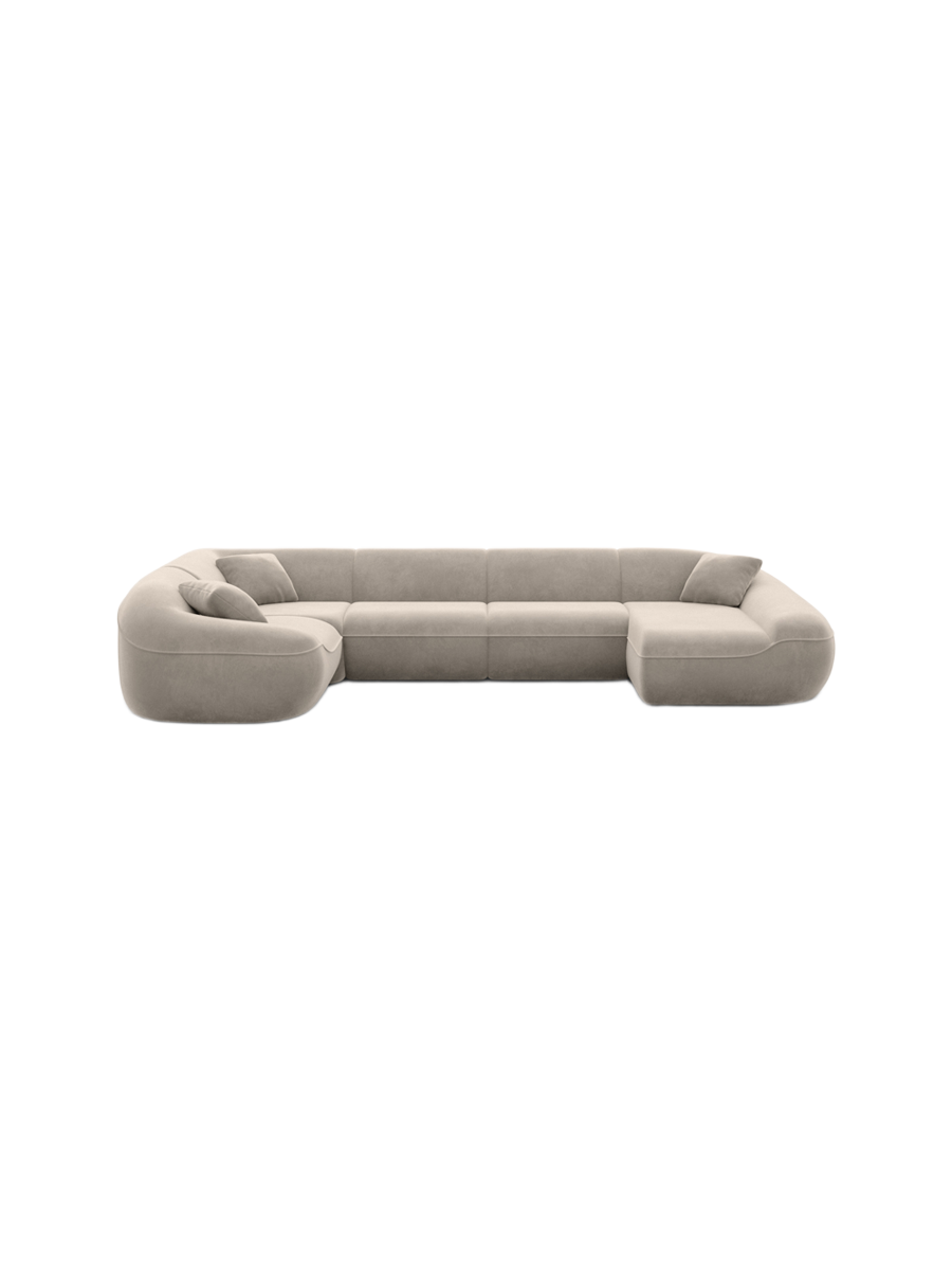 
6-Sitzer Design Panorama-Sofa „Novara XL“ mit Samtbezug - Samtbezug Königsblau / Lange Seite links