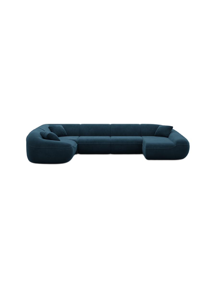 
6-Sitzer Design Panorama-Sofa „Novara XL“ mit Samtbezug - Samtbezug Königsblau / Lange Seite links