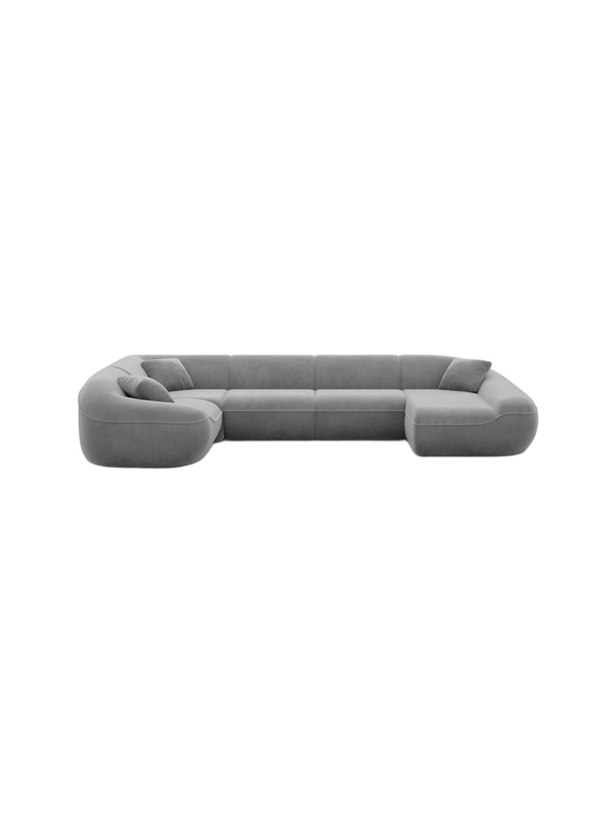 
6-Sitzer Design Panorama-Sofa „Novara XL“ mit Samtbezug - Samtbezug Königsblau / Lange Seite links