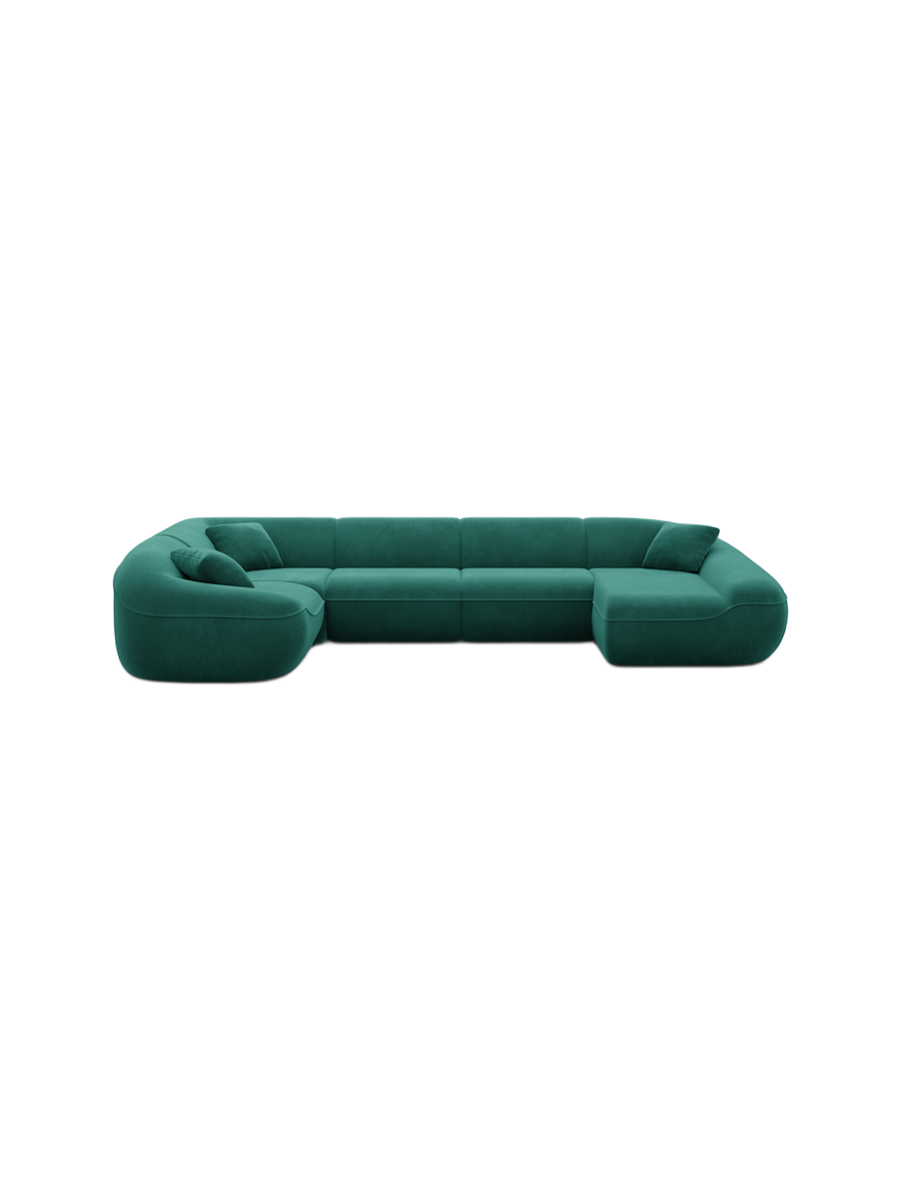 
6-Sitzer Design Panorama-Sofa „Novara XL“ mit Samtbezug - Samtbezug Königsblau / Lange Seite links