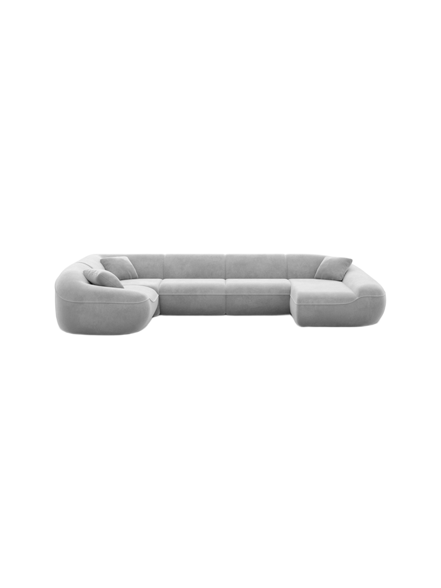 
6-Sitzer Design Panorama-Sofa „Novara XL“ mit Samtbezug - Samtbezug Königsblau / Lange Seite links