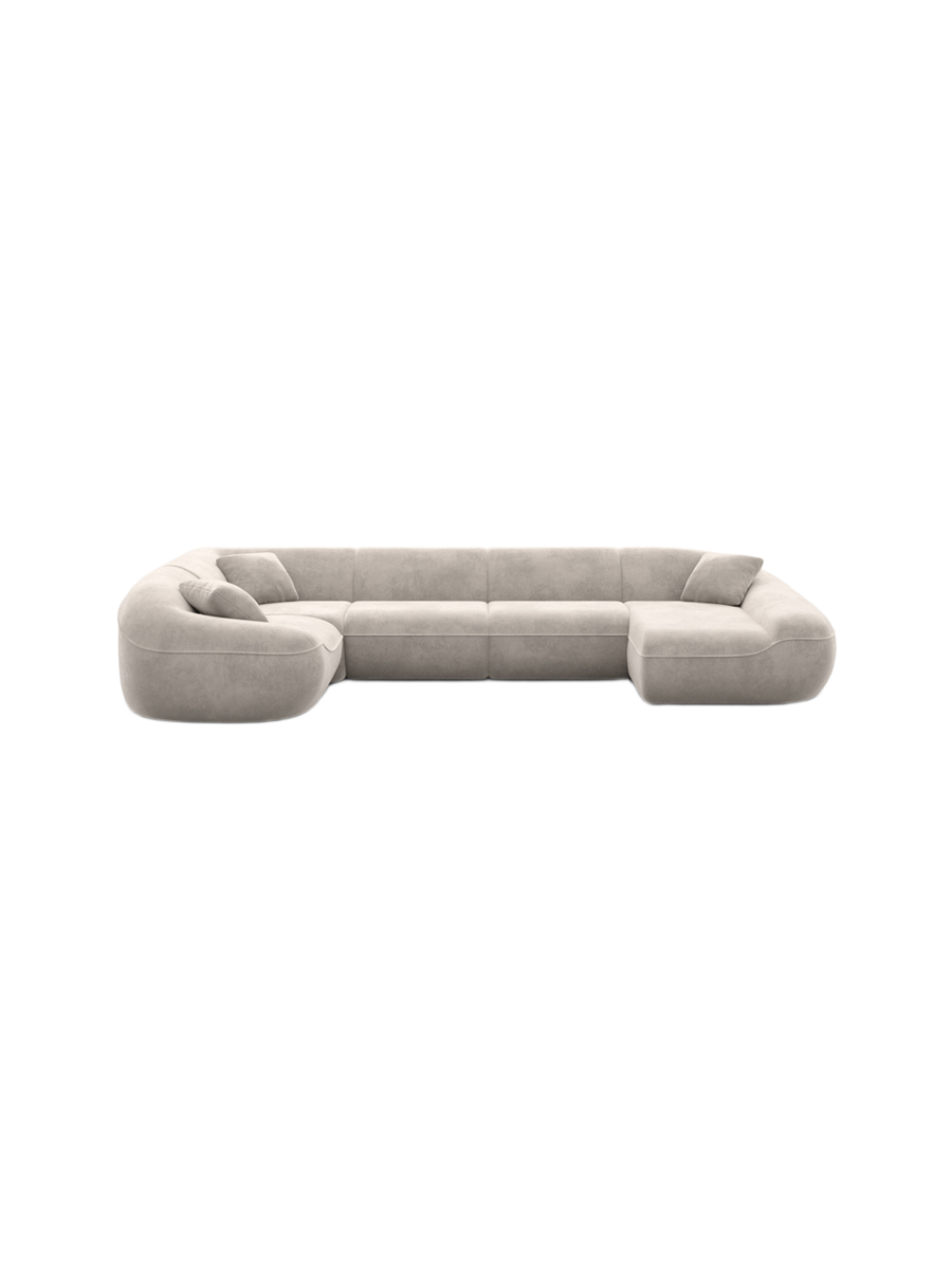 
6-Sitzer Design Panorama-Sofa „Novara XL“ mit Samtbezug - Samtbezug Königsblau / Lange Seite links