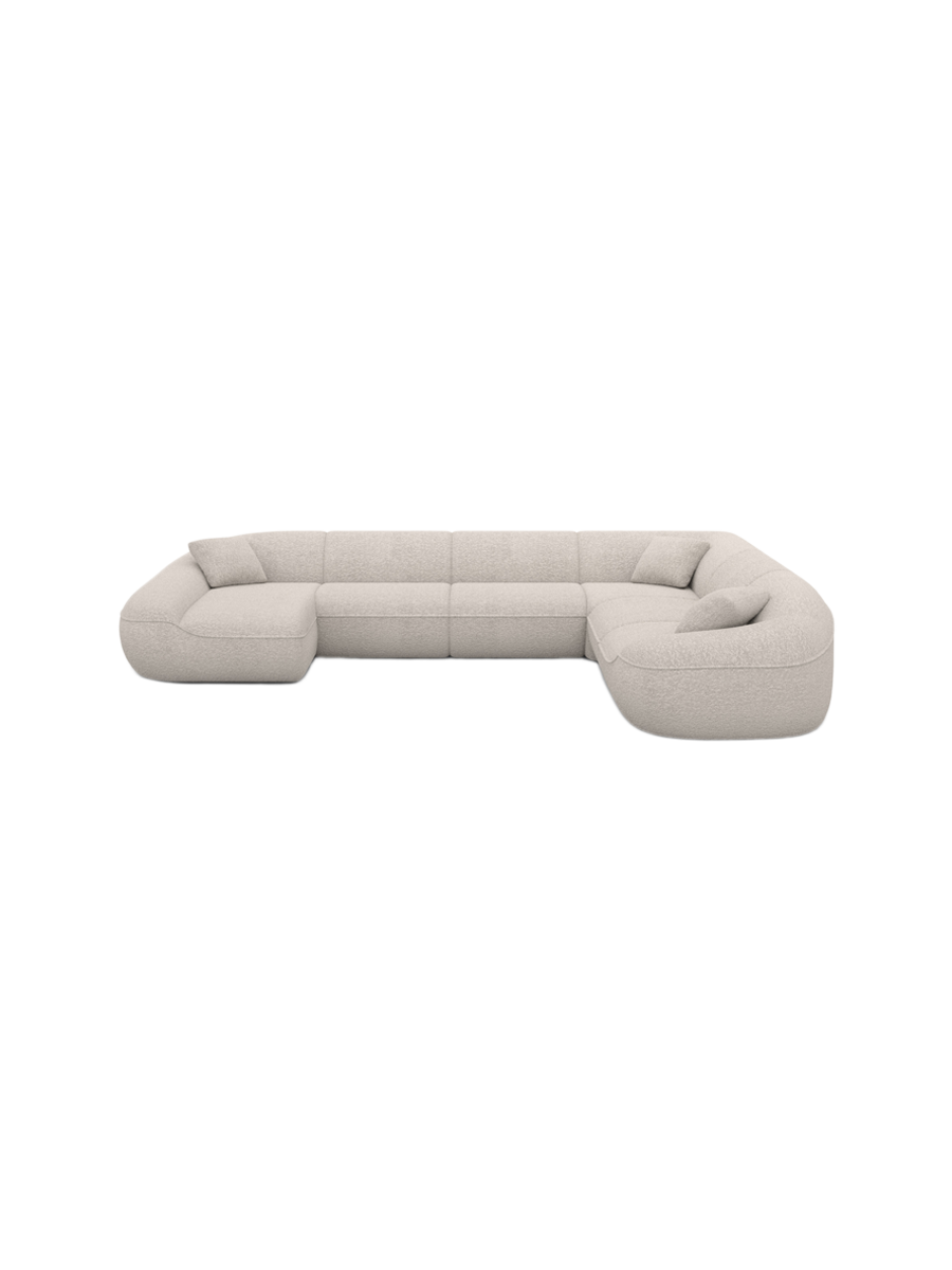 
7-Sitzer Design Panorama-Sofa „Novara XXL“ mit Bouclé-Bezug - Bouclé Graphit / Lange Seite links
