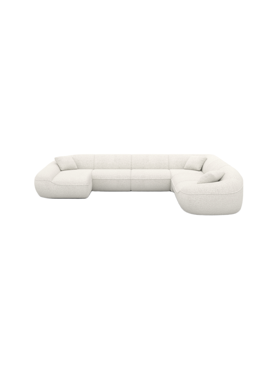 
7-Sitzer Design Panorama-Sofa „Novara XXL“ mit Bouclé-Bezug - Bouclé Graphit / Lange Seite links