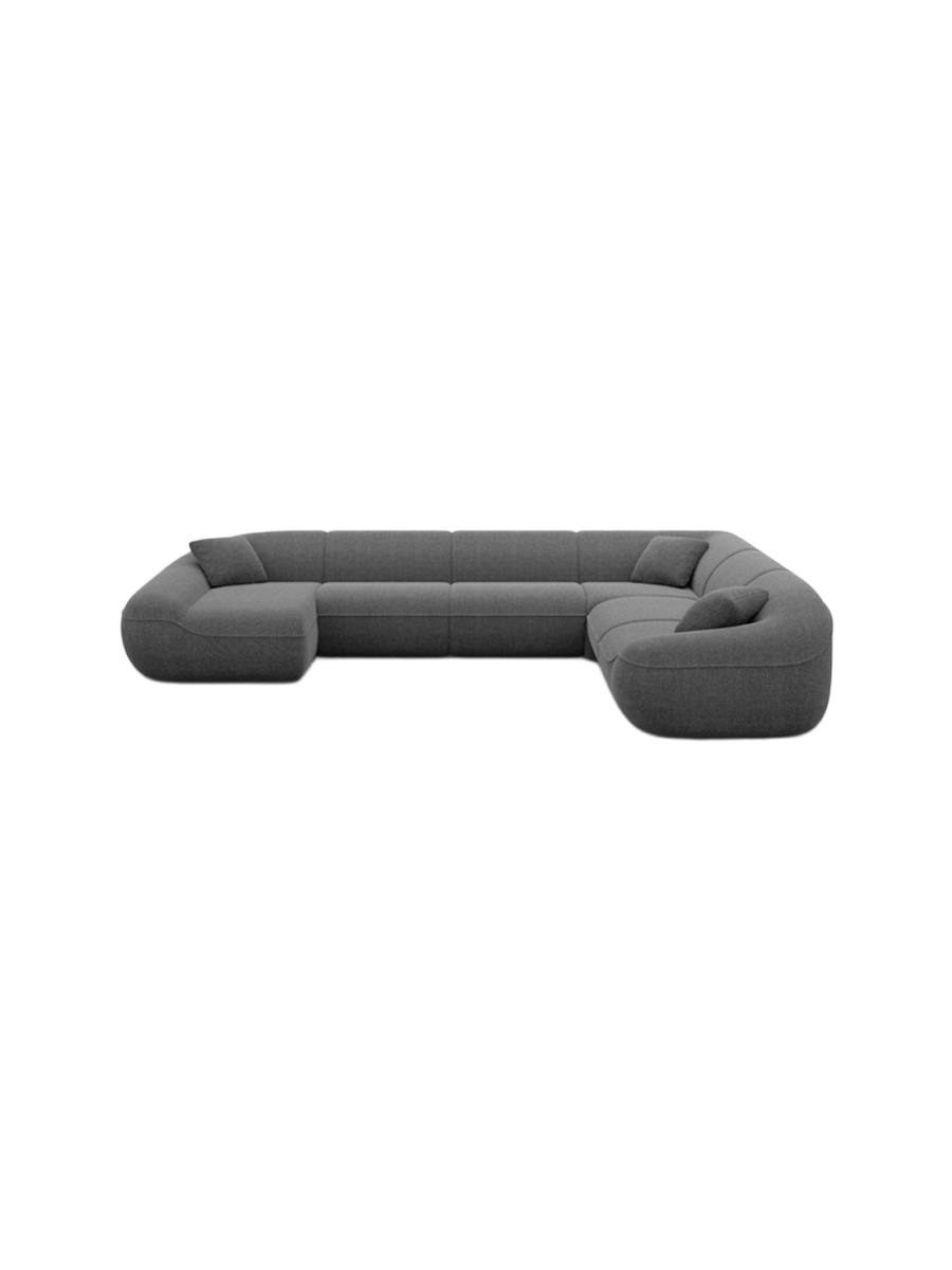 
7-Sitzer Design Panorama-Sofa „Novara XXL“ mit Strukturstoff-Bezug - Strukturstoff Anthrazit / Lange Seite links