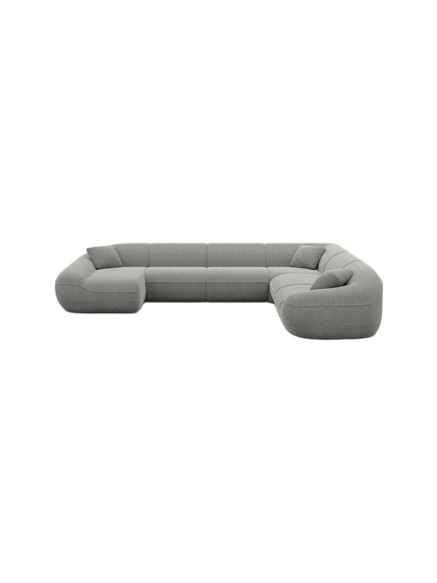 
7-Sitzer Design Panorama-Sofa „Novara XXL“ mit Strukturstoff-Bezug - Strukturstoff Anthrazit / Lange Seite links