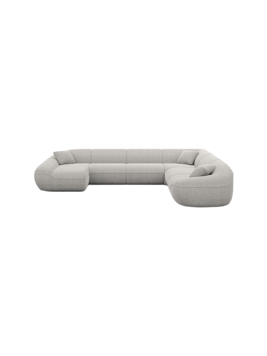 
7-Sitzer Design Panorama-Sofa „Novara XXL“ mit Strukturstoff-Bezug - Strukturstoff Anthrazit / Lange Seite links