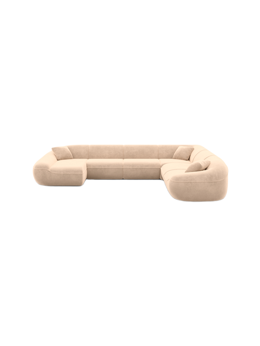 
7-Sitzer Design Panorama-Sofa „Novara XXL“ mit Samtbezug - Samtbezug Königsblau / Lange Seite links