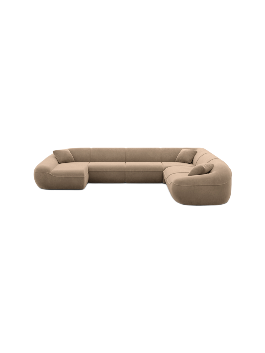 
7-Sitzer Design Panorama-Sofa „Novara XXL“ mit Samtbezug - Samtbezug Königsblau / Lange Seite links