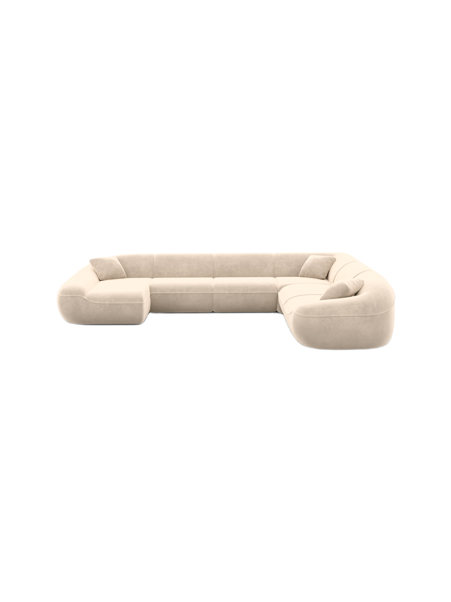 
7-Sitzer Design Panorama-Sofa „Novara XXL“ mit Samtbezug - Samtbezug Königsblau / Lange Seite links