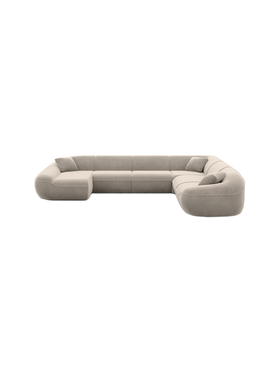 
7-Sitzer Design Panorama-Sofa „Novara XXL“ mit Samtbezug - Samtbezug Königsblau / Lange Seite links