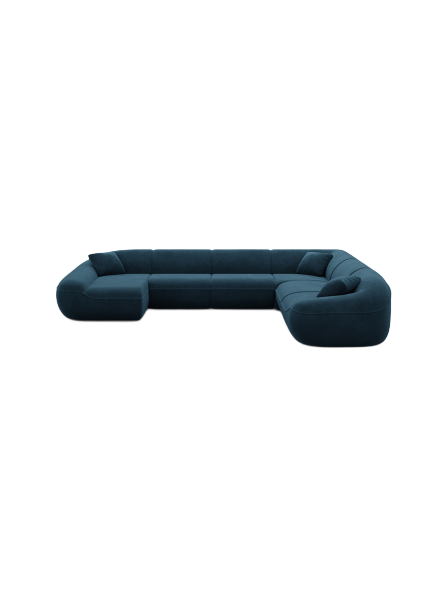 
7-Sitzer Design Panorama-Sofa „Novara XXL“ mit Samtbezug - Samtbezug Königsblau / Lange Seite links