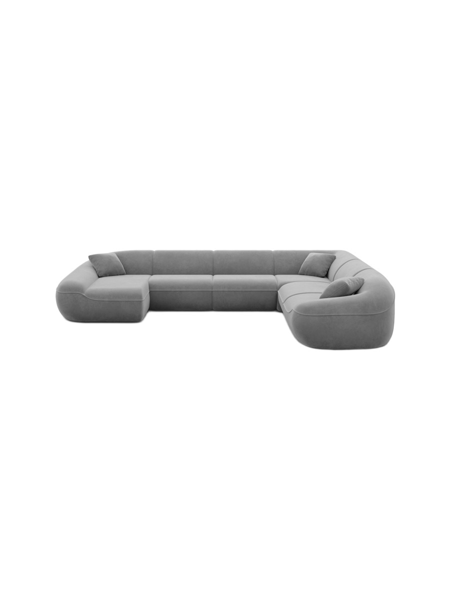 
7-Sitzer Design Panorama-Sofa „Novara XXL“ mit Samtbezug - Samtbezug Königsblau / Lange Seite links