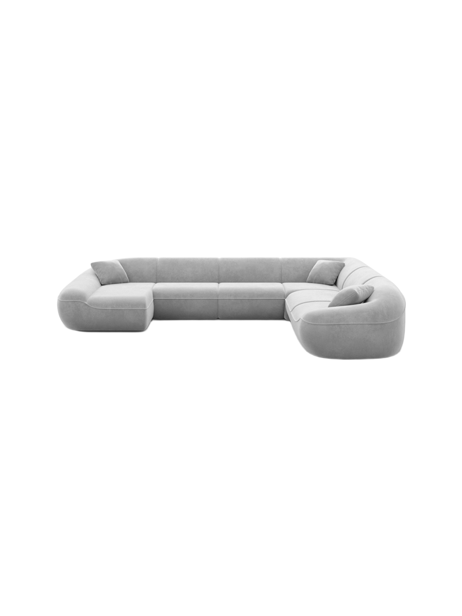 
7-Sitzer Design Panorama-Sofa „Novara XXL“ mit Samtbezug - Samtbezug Königsblau / Lange Seite links