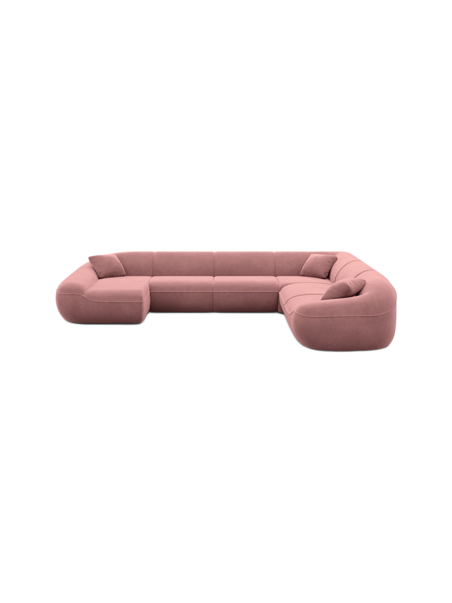 
7-Sitzer Design Panorama-Sofa „Novara XXL“ mit Samtbezug - Samtbezug Königsblau / Lange Seite links