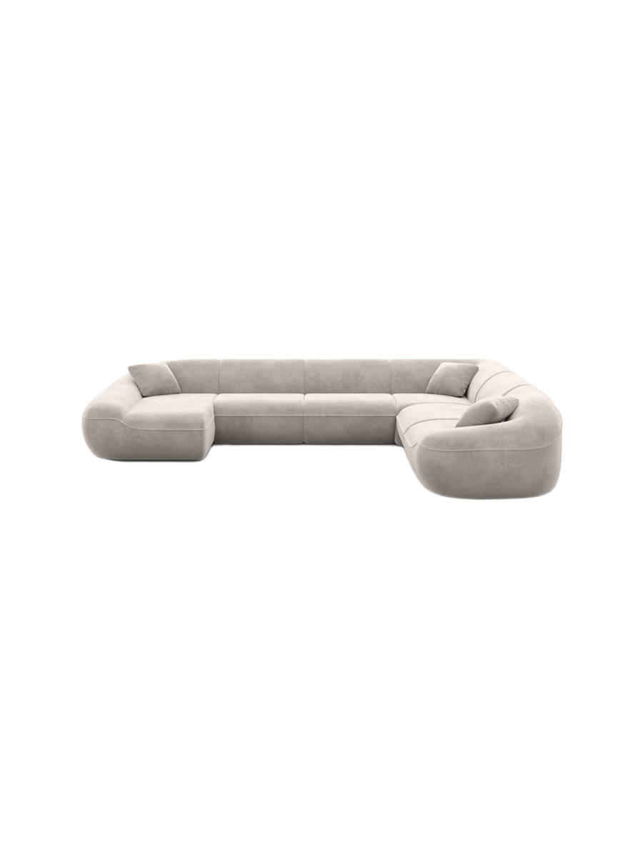 
7-Sitzer Design Panorama-Sofa „Novara XXL“ mit Samtbezug - Samtbezug Königsblau / Lange Seite links