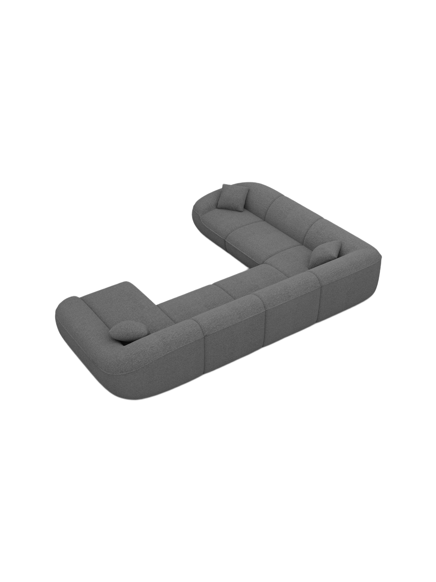 
7-Sitzer Design Panorama-Sofa „Novara XXL“ mit Bouclé-Bezug - Bouclé Graphit / Lange Seite links