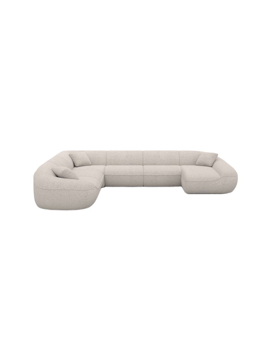 
7-Sitzer Design Panorama-Sofa „Novara XXL“ mit Bouclé-Bezug - Bouclé Graphit / Lange Seite links
