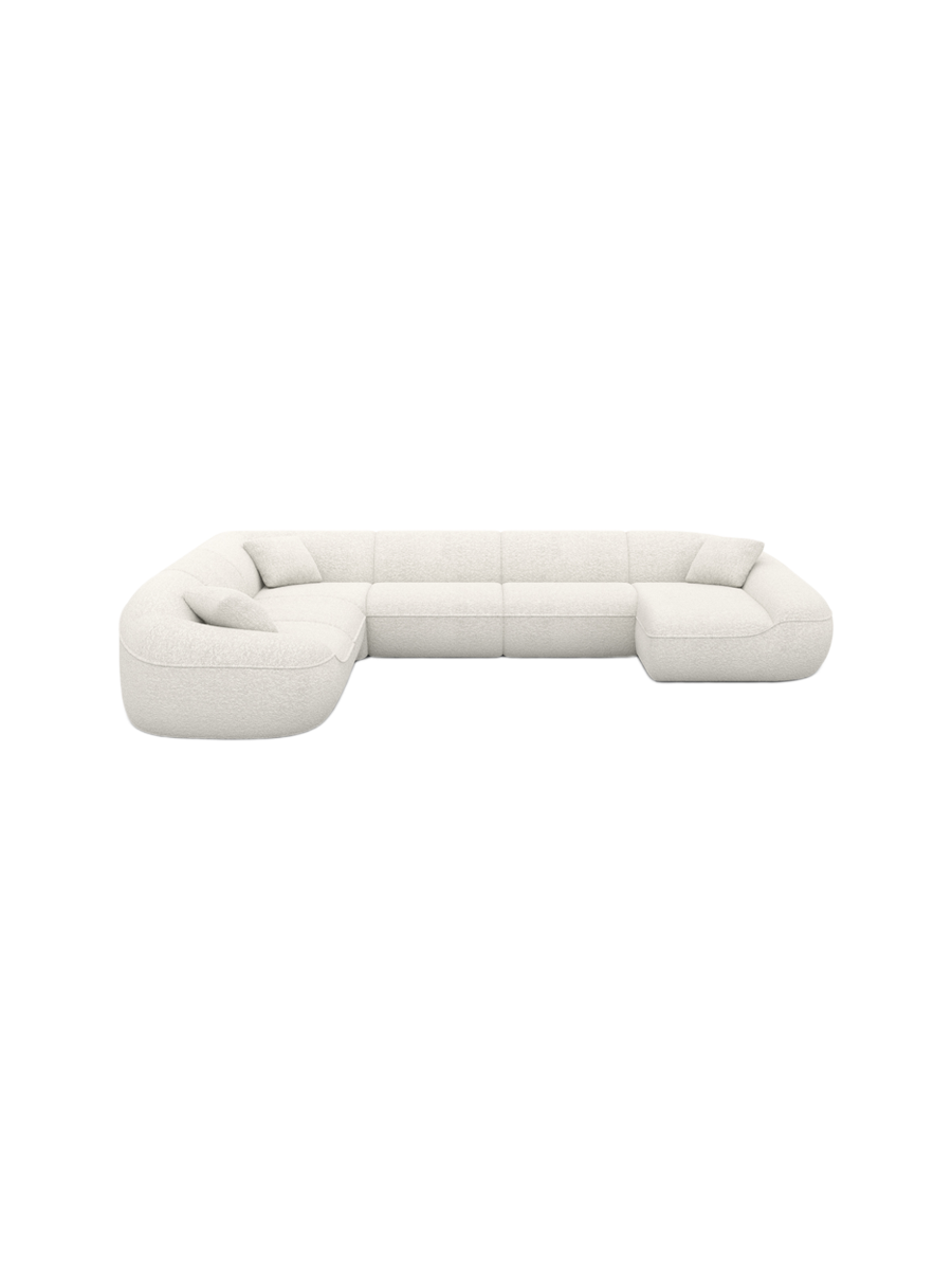 
7-Sitzer Design Panorama-Sofa „Novara XXL“ mit Bouclé-Bezug - Bouclé Graphit / Lange Seite links