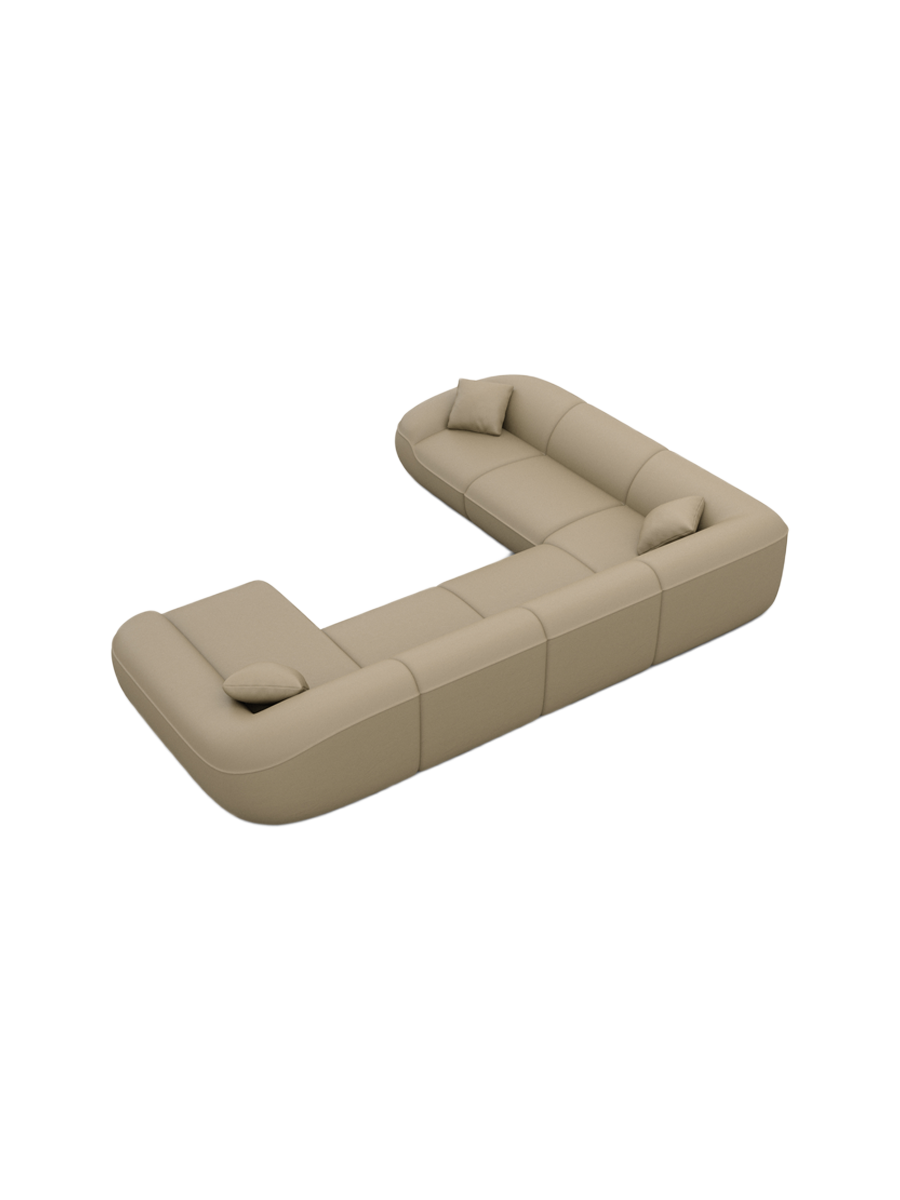 
Divano panoramico di design a 7 posti in vera pelle «Novara XXL» - Vera pelle Dark Beige / Lato lungo a sinistra