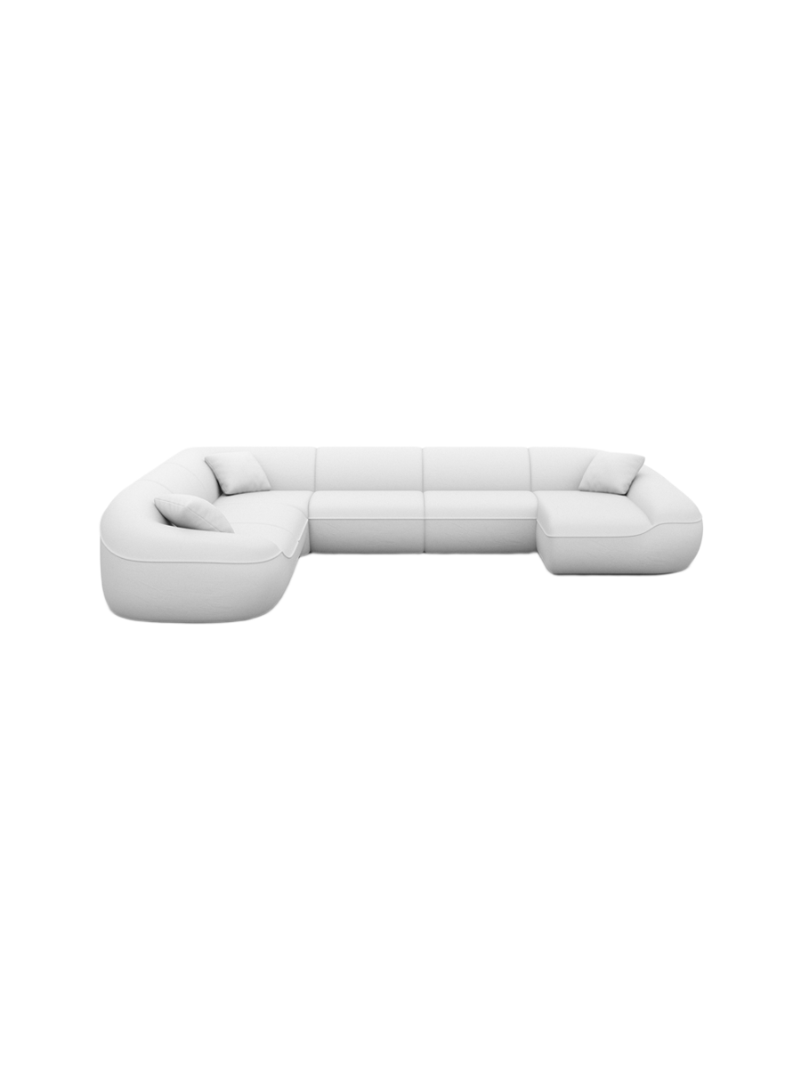 
7-Sitzer Design Echtleder Panorama-Sofa „Novara XXL“ - Echtleder Beige / Lange Seite links