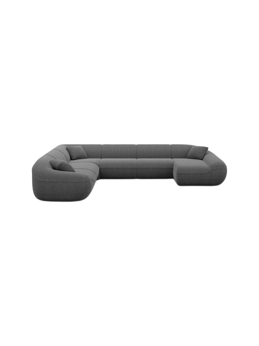 
7-Sitzer Design Panorama-Sofa „Novara XXL“ mit Strukturstoff-Bezug - Strukturstoff Anthrazit / Lange Seite links