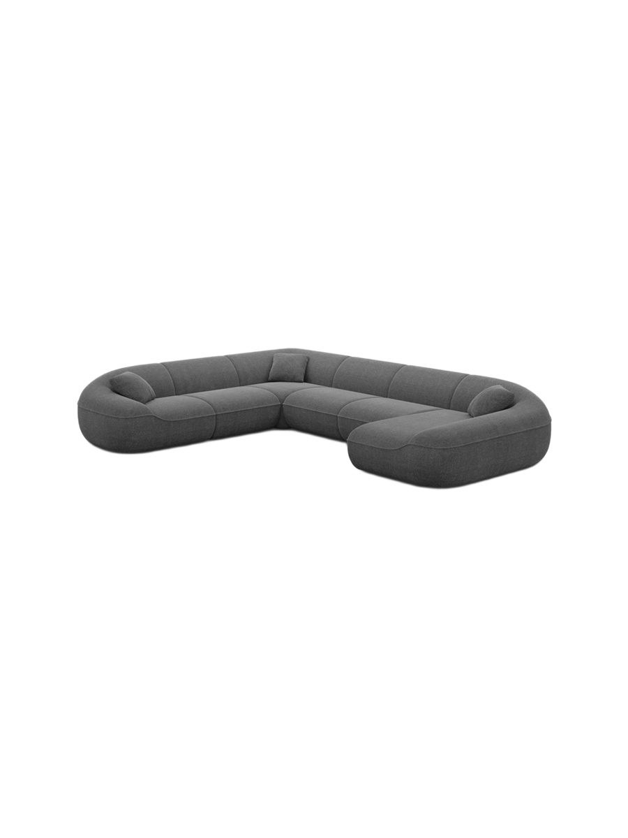
7-Sitzer Design Panorama-Sofa „Novara XXL“ mit Strukturstoff-Bezug - Strukturstoff Anthrazit / Lange Seite links