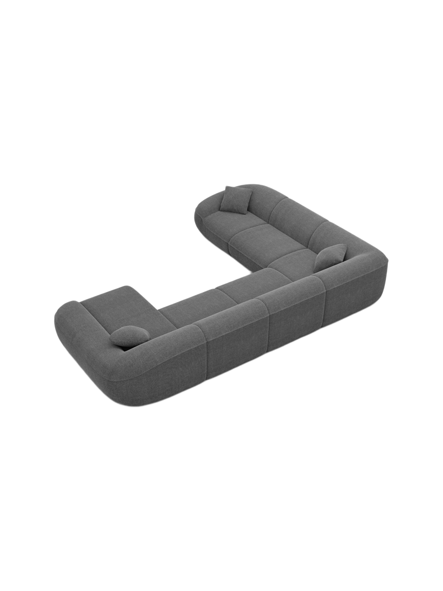 
7-Sitzer Design Panorama-Sofa „Novara XXL“ mit Strukturstoff-Bezug - Strukturstoff Anthrazit / Lange Seite links