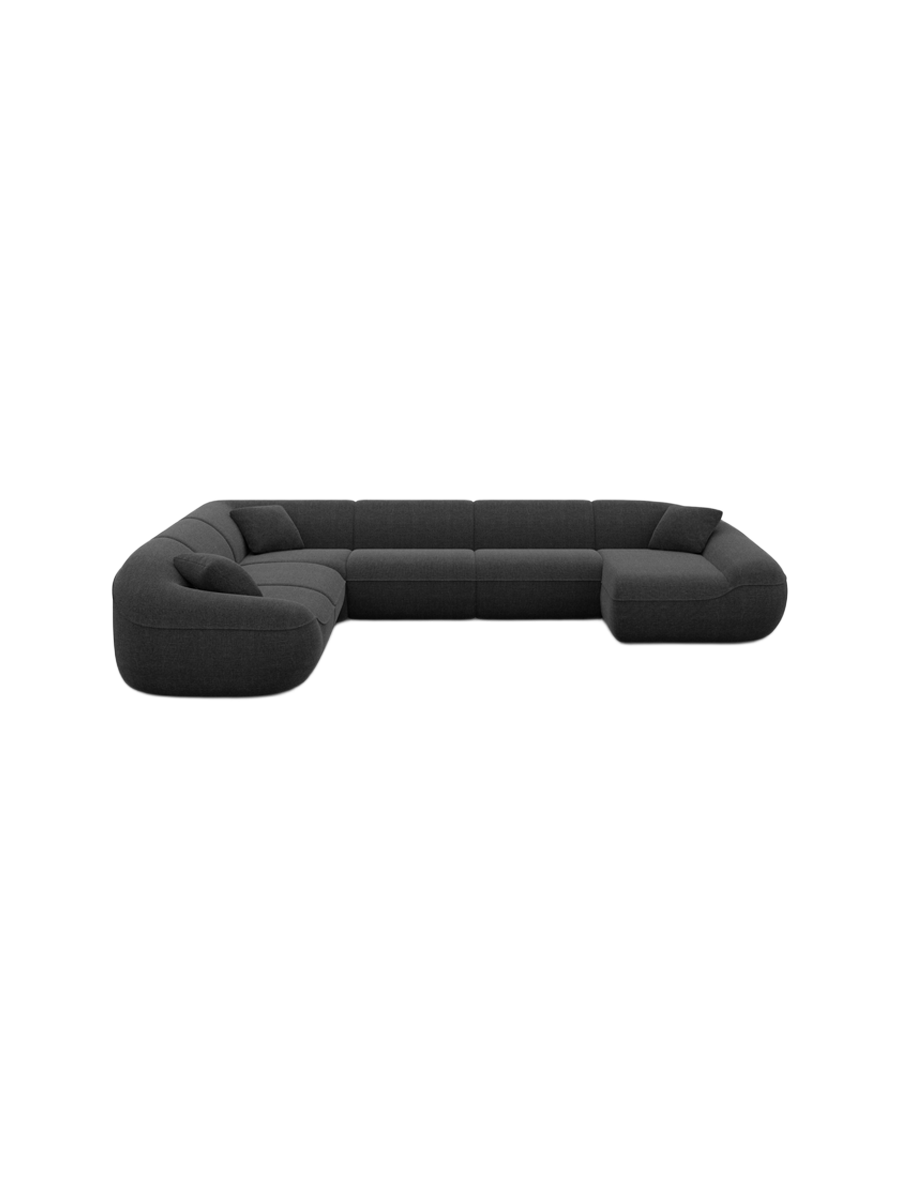 
7-Sitzer Design Panorama-Sofa „Novara XXL“ mit Strukturstoff-Bezug - Strukturstoff Anthrazit / Lange Seite links