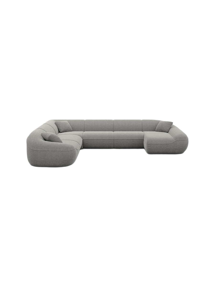 
7-Sitzer Design Panorama-Sofa „Novara XXL“ mit Strukturstoff-Bezug - Strukturstoff Anthrazit / Lange Seite links