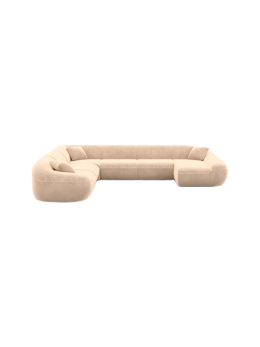 
7-Sitzer Design Panorama-Sofa „Novara XXL“ mit Samtbezug - Samtbezug Königsblau / Lange Seite links