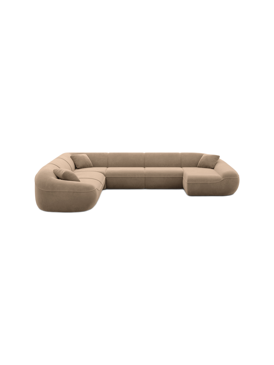 
7-Sitzer Design Panorama-Sofa „Novara XXL“ mit Samtbezug - Samtbezug Königsblau / Lange Seite links