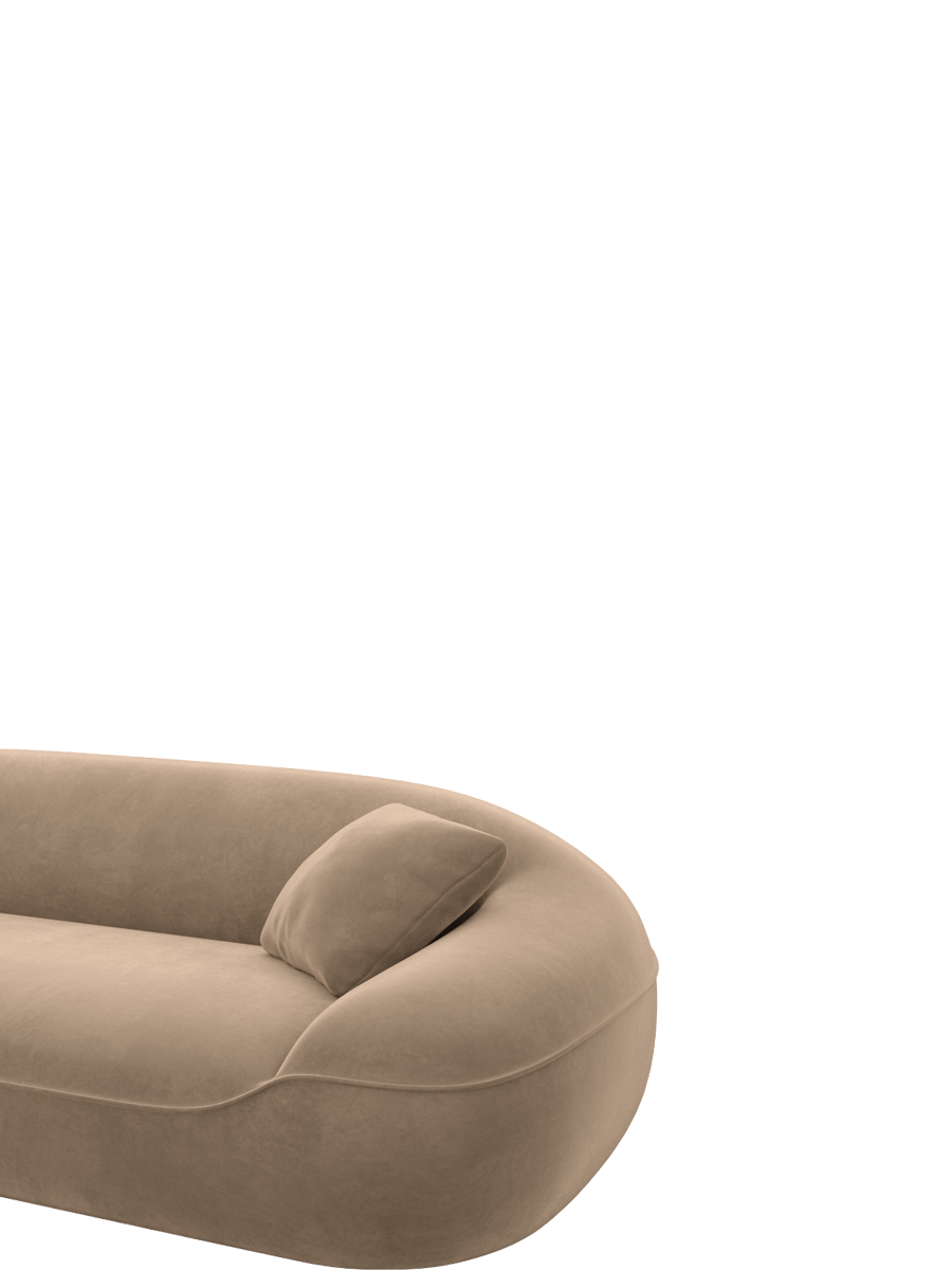 
7-Seater Designer Panoramic Sofa “Novara XXL” with Velvet Upholstery - Velvet cover Brown / Long side left