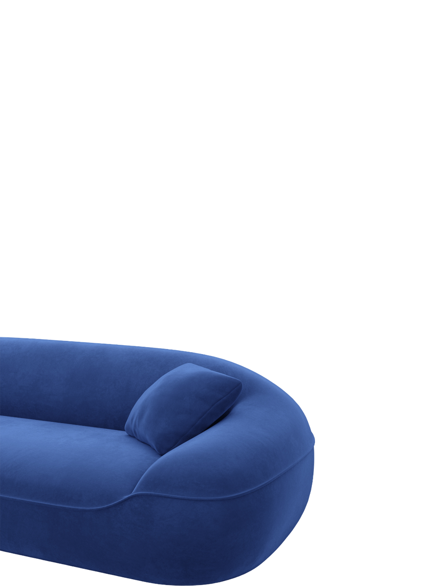 
7-Sitzer Design Panorama-Sofa „Novara XXL“ mit Samtbezug - Samtbezug Königsblau / Lange Seite links