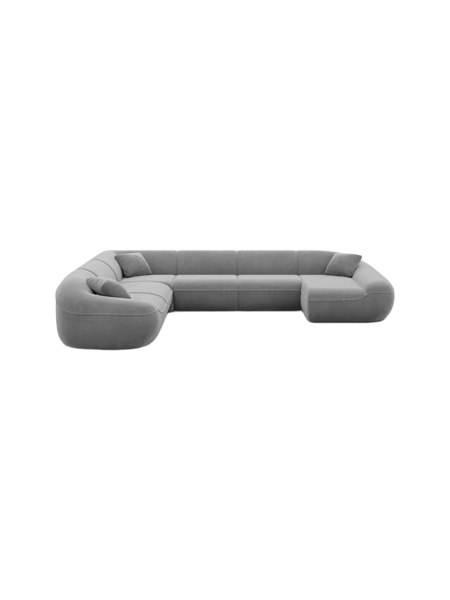 
7-Sitzer Design Panorama-Sofa „Novara XXL“ mit Samtbezug - Samtbezug Königsblau / Lange Seite links
