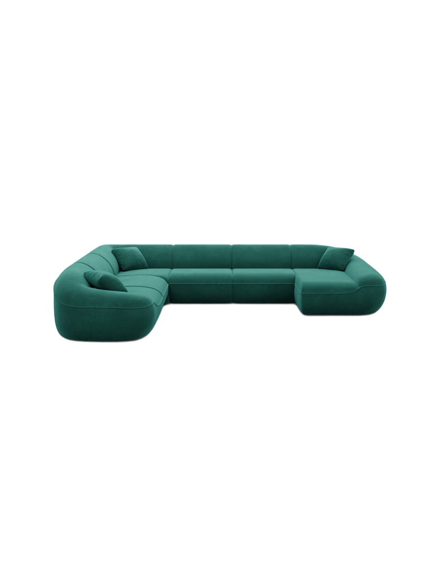 
7-Sitzer Design Panorama-Sofa „Novara XXL“ mit Samtbezug - Samtbezug Königsblau / Lange Seite links