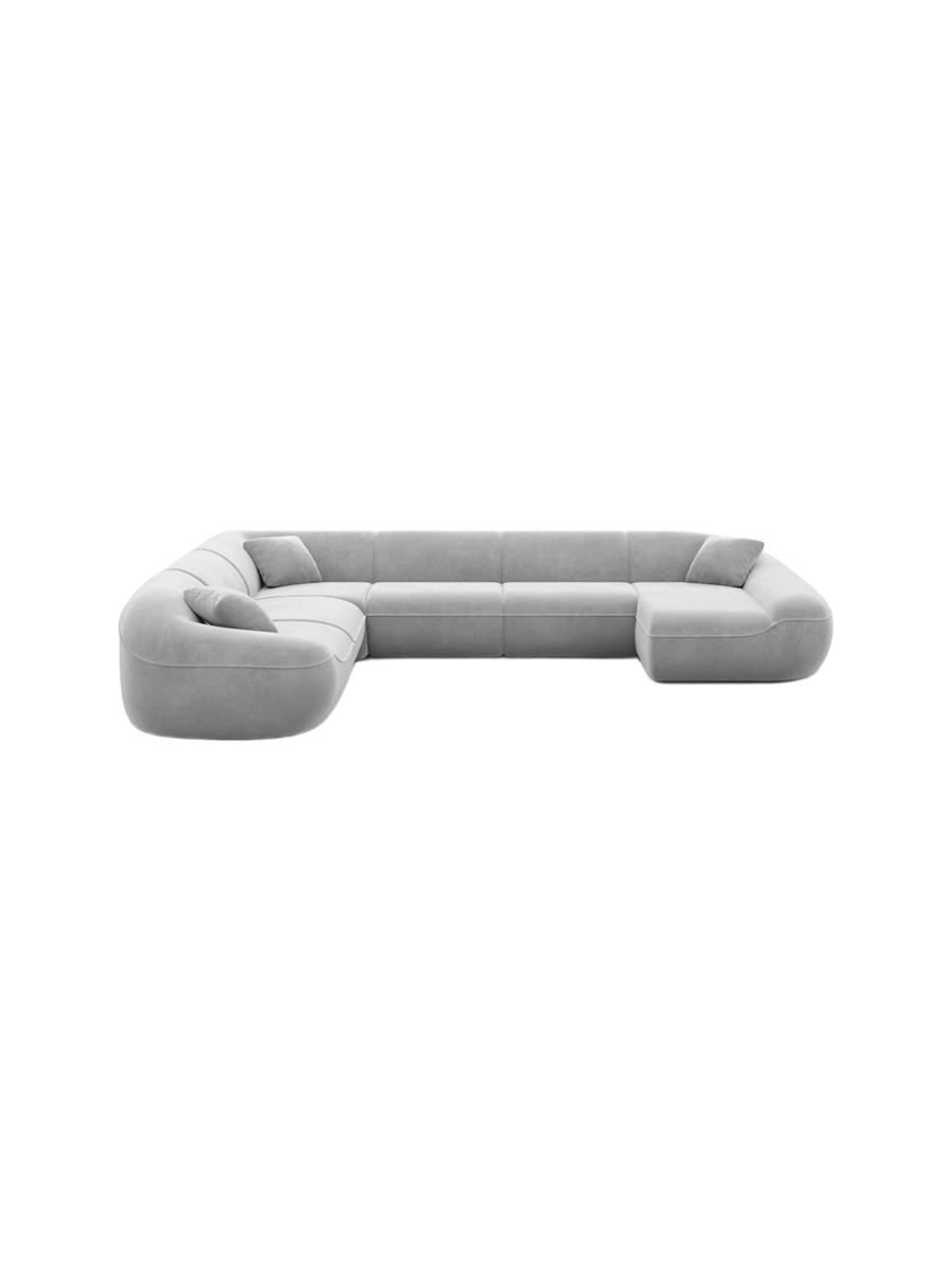 
7-Sitzer Design Panorama-Sofa „Novara XXL“ mit Samtbezug - Samtbezug Königsblau / Lange Seite links
