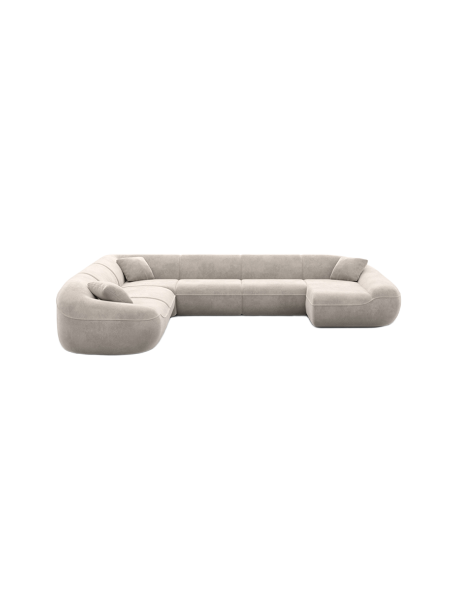 
7-Sitzer Design Panorama-Sofa „Novara XXL“ mit Samtbezug - Samtbezug Königsblau / Lange Seite links