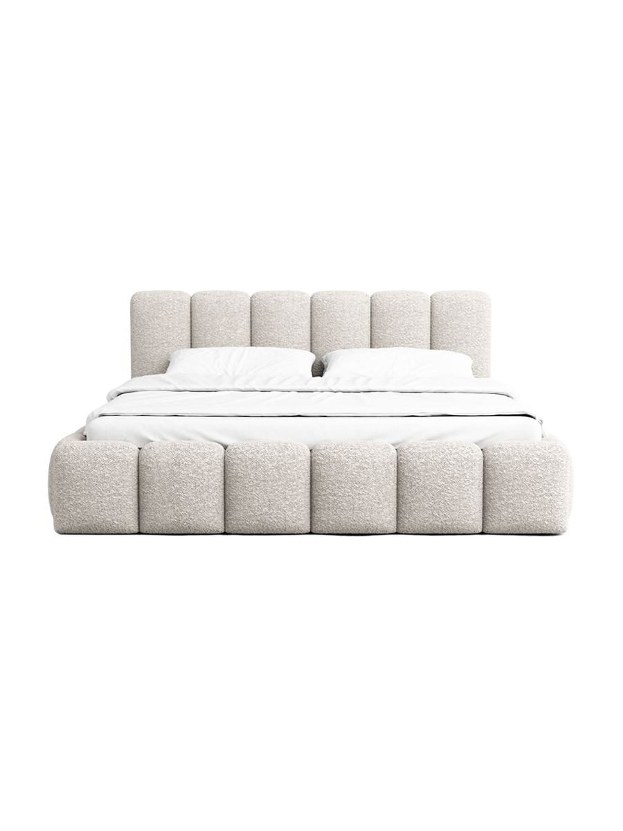 
Design Polsterbett „VLunelleria“ mit Ablagefach, Bouclé Toffee - 140 x 200 cm