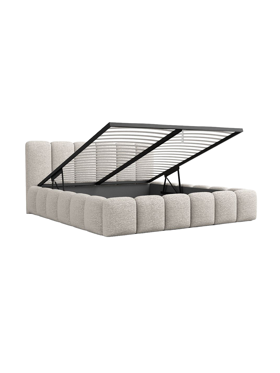 
Design Polsterbett „VLunelleria“ mit Ablagefach, Bouclé Toffee - 140 x 200 cm