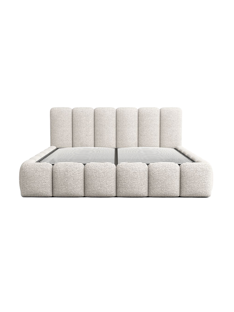 
Design Polsterbett „VLunelleria“ mit Ablagefach, Bouclé Toffee - 140 x 200 cm