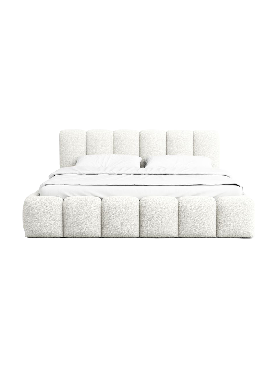 
Design Polsterbett „VLunelleria“ mit Ablagefach, Bouclé Weiss - 140 x 200 cm