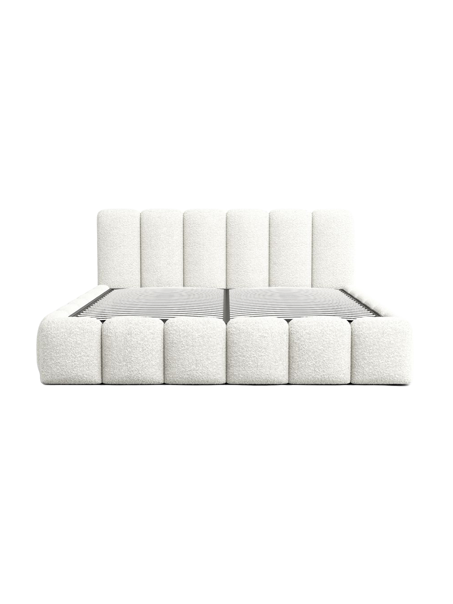 
Design Polsterbett „VLunelleria“ mit Ablagefach, Bouclé Weiss - 140 x 200 cm