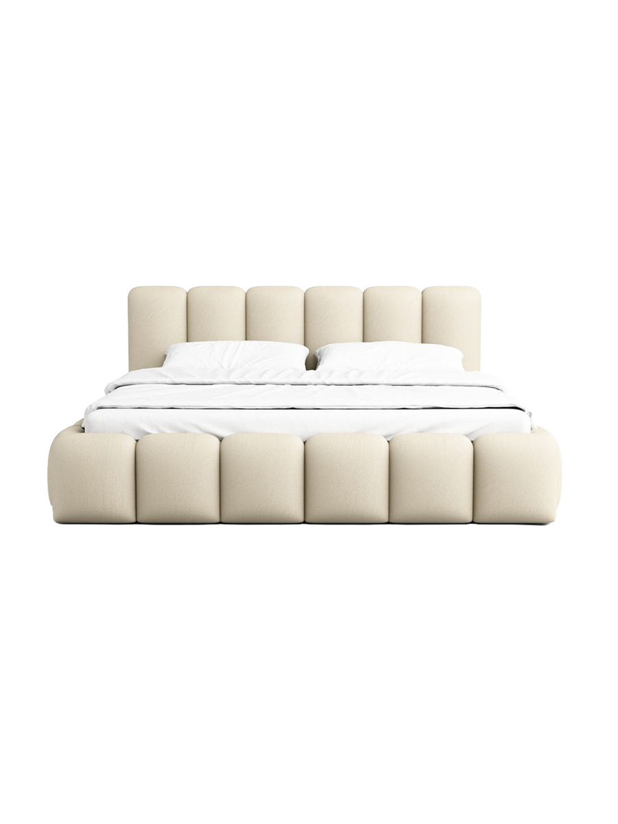 
Design Polsterbett „VLunelleria“ mit Ablagefach, Kunstleder Beige - 140 x 200 cm