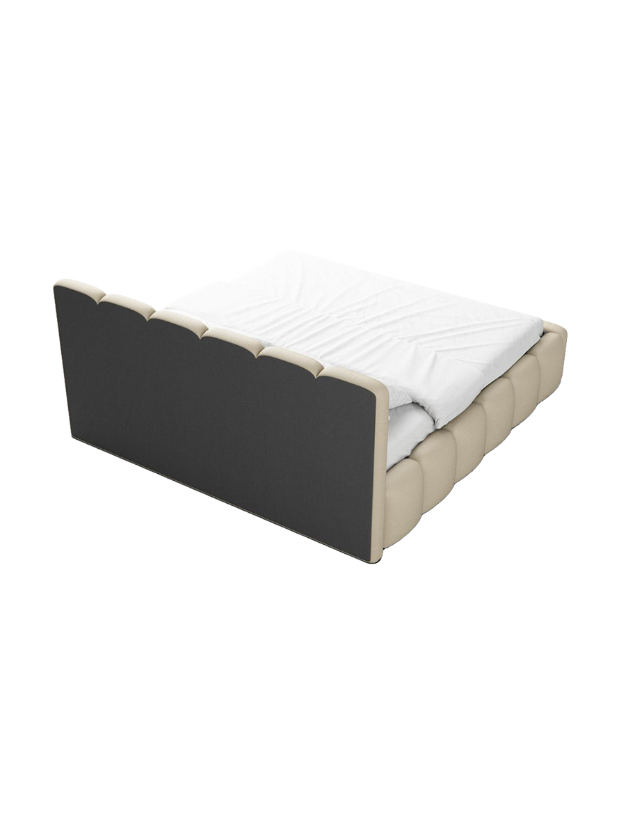 
Design Polsterbett „VLunelleria“ mit Ablagefach, Kunstleder Beige - 140 x 200 cm