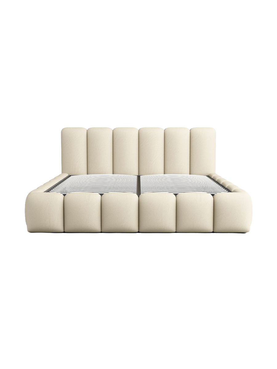 
Design Polsterbett „VLunelleria“ mit Ablagefach, Kunstleder Beige - 140 x 200 cm