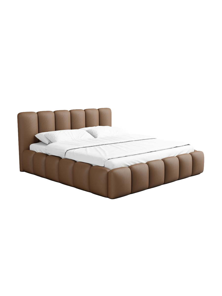 
Design Polsterbett „VLunelleria“ mit Ablagefach, Kunstleder Choco Brown - 140 x 200 cm