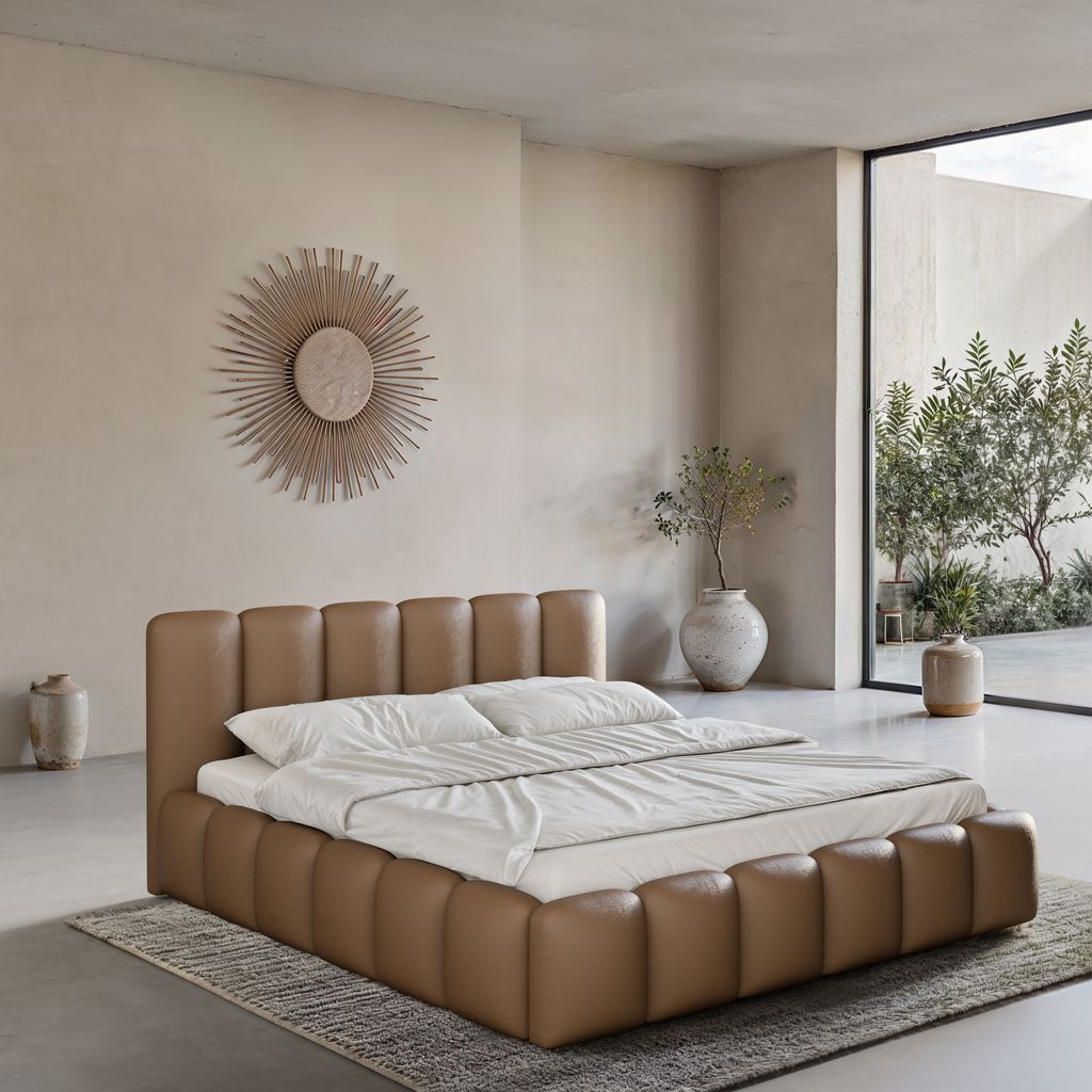 
Design Polsterbett „VLunelleria“ mit Ablagefach, Kunstleder Choco Brown - 140 x 200 cm