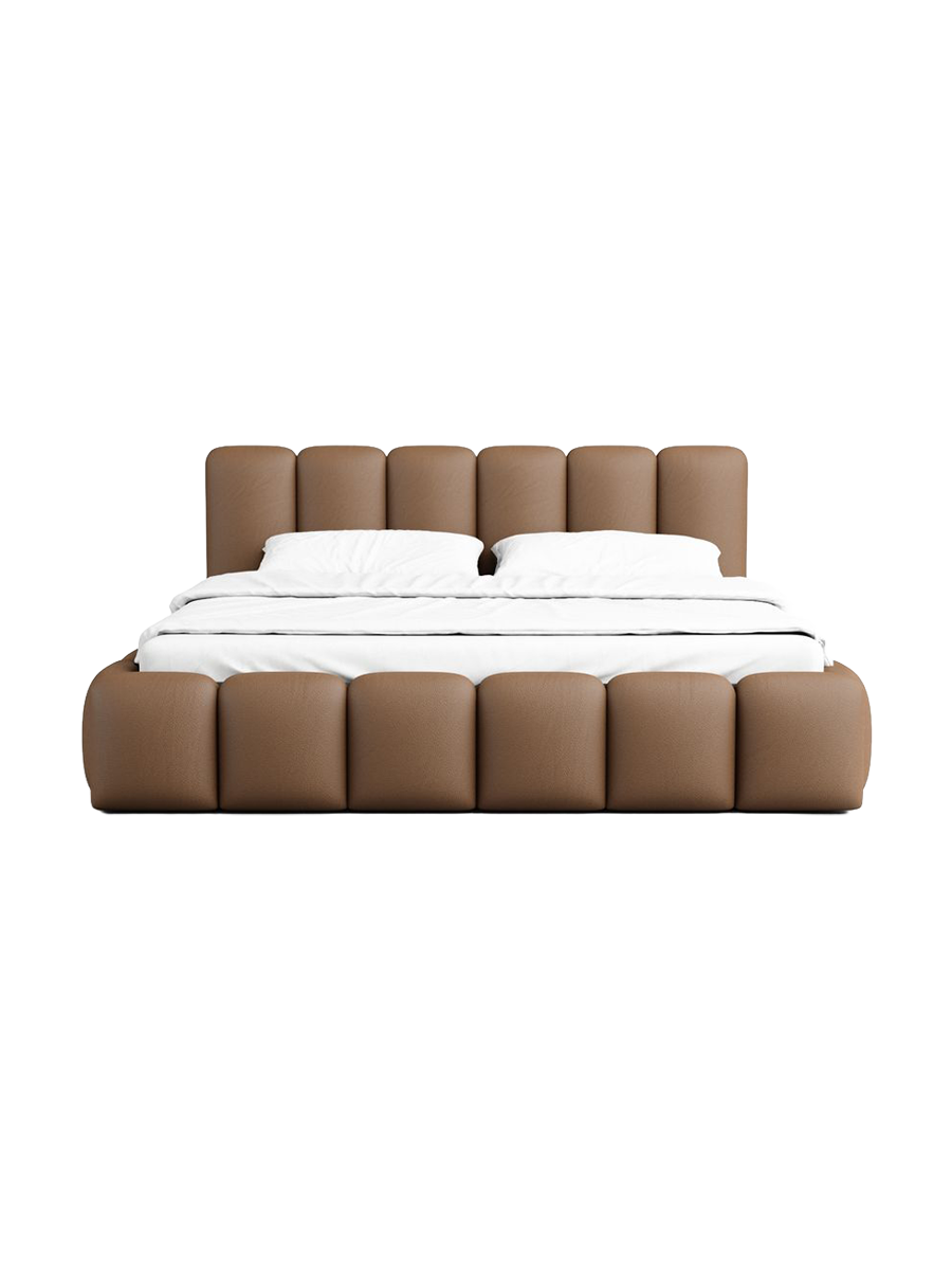 
Design Polsterbett „VLunelleria“ mit Ablagefach, Kunstleder Choco Brown - 140 x 200 cm