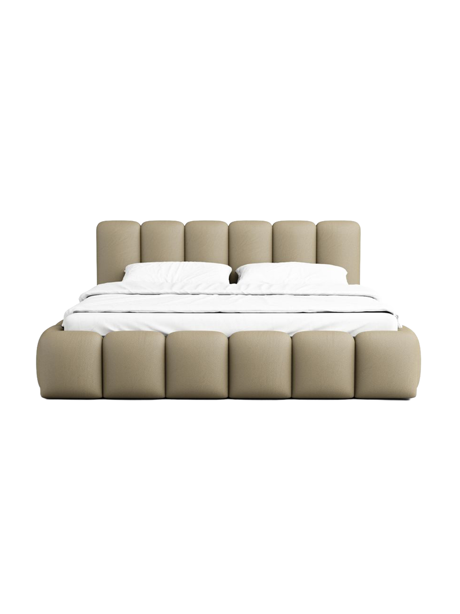 
Design Polsterbett „VLunelleria“ mit Ablagefach, Kunstleder Beige dunkel - 140 x 200 cm